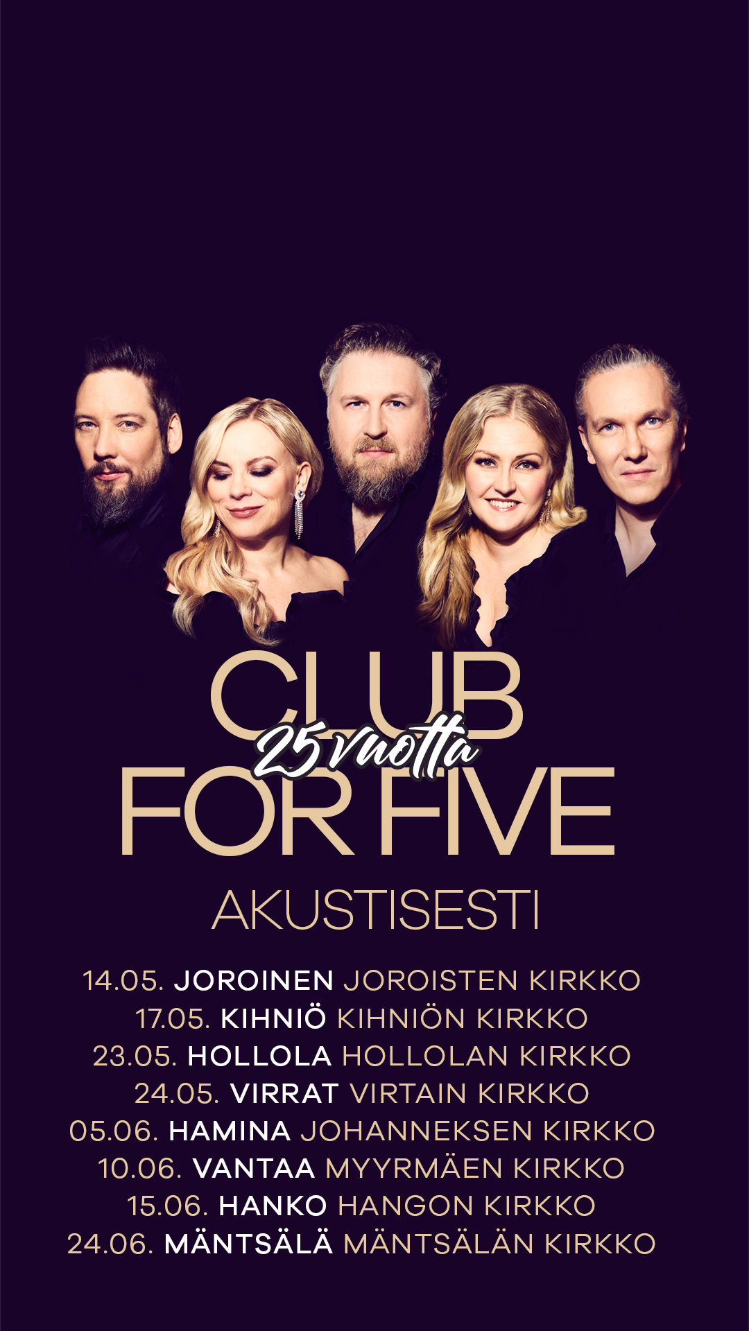Club For Five akustinen kirkkokonsertti Kuva